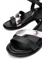 Women's Genuine Leather Black/Anthracite Heeled Sandals - 4
