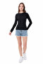 Women's Black Long Sleeve Blouse - 4