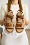 Gold Buckle Straw Strap Women's Sandals Daily Stylish Use and Beach Sandals - 2