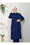 Navy Blue Long Size Shirt Set - Oversized Hijab Set - 6