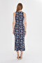 Women's Blue Crew Neck Sleeveless Slit Long Dress Arm-23Y 001090 - 6