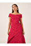 Textured Lace Off Shoulder Neck Sheath Maxi Dress - 3
