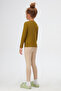 Olive Green Basic Seasonal Lycra Long Sleeve Girls' T-Shirt - 4