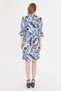 Women's Blue V-Neck Pleated Detailed Pocket Quarter Sleeve Dress Arm-25Y 001029 - 7