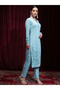 Women Blue Floral Kurta and Trouser Set - 4