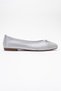 02 White Lurex Genuine Leather Women's Ballerina Shoes - 6