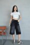 TREND TINT WASHED Aged EFFECT BAGGY JEAN DENIM BERMUDA ROLLER SHORTS - 6
