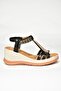 U 258916109   Black Wedge Sole Women's Sandals - 6