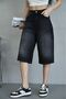 TREND TINT WASHED Aged EFFECT BAGGY JEAN DENIM BERMUDA ROLLER SHORTS - 2