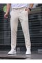 Men's Comfortable Flexible Fabric Elastic Joger Pants Beige Color Slim-Fit