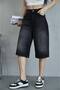 TREND TINT WASHED Aged EFFECT BAGGY JEAN DENIM BERMUDA ROLLER SHORTS - 3