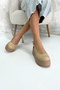 Beige Straw Wedge Heel Women's Shoes V4214 - 3