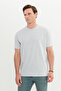 Men's Gray Melange Cotton Modern Fit Relaxed Cut Crew Neck T-Shirt