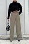 Khaki Hera Elastic Waist Pocket Palazzo Women's Trousers - 5