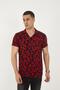 Burgundy Color Patterned Viscose Men's Shirt - 7