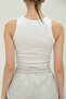 Halter Collar Ribbed White Women's Tank Top - 7