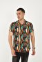 Orange Color Patterned Viscose Men's Shirt - 4