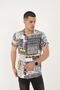 Men's Short Sleeve Relax Fit Comfortable Cut Lapel Collar Digital Printed Patterned Viscose Yellow Shirt