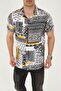 Men's Short Sleeve Relax Fit Comfortable Cut Lapel Collar Digital Printed Patterned Viscose Yellow Shirt - 3