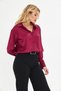 Burgundy Regular Long Sleeve Satin Shirt