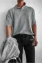 Men's polo collar regular fit knitwear t-shirt gray - 4