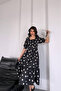 Women's Belted Square Neck Floral Midi Length Dress Nbks4104 - 5