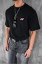 Men's Oversize Embroidered T-Shirt Black - 3