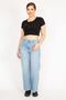Women's Blue Large Size 5 Pockets Lycra Free Jeans 65n36035 - 4