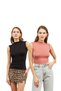 Women's Black Salmon 2-Piece Zero Sleeve Half Fisherman Blouse