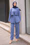 Indigo Waist Belted Shirt Pants Suit - 2