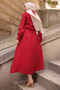 Burgundy Ruffled Front Modal Shirt Skirt Suit - 5