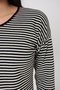 Off-Shoulder Thick Striped Four Seasons Viscose Lycra T-Shirt - 4