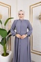 Collar and Waist Embroidery Detailed Ferace - Gray / F0143 - 8