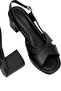 Elit Koc15-06 Women's Genuine Leather Heeled Sandals Black - 5