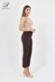 Women's Brown High Waist Fabric Trousers - 3