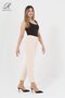Women's Light Cream High Waist Fabric Trousers - 3
