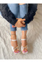 Arya White Patent Leather Stone 7 cm Heel Sandals - 4