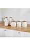 6 Piece Bamboo Stand Daisy Porcelain Set of 2 Oil Pots and 3 Daisy Jars - 3