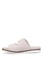 D25Yt-1235 Women's Genuine Leather Flat Slippers Cream - 3