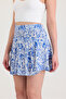 Women's White Blue Viscose Fabric Summer Shorts Skirt 1905 - 2