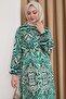 Shadow Pattern Green Viscose Dress - 3