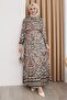 Shadow Pattern Brown Viscose Dress - 4