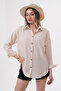 Women's Linen Blend Shirt Oversize Long Sleeve