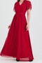 Long Chiffon Dress with Belt Detail