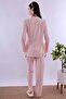 Cotton Maternity Pajama Set with Hidden Breastfeeding Feature – Elastic Waistband – Pink - 5