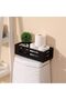 Black Wooden Bathroom Storage Box for Toilet Tank Topper and Toilet Paper Organizer Basket - 5
