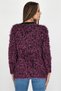 Women Textured Long Sleeve Knit Sweater, Purple and Black - 3