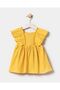 Baby Girl Ruffle Detailed Knitted Muslin Summer Dress Yellow - 3