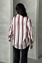 Women's Thin-Thick Striped Balloon Sleeve Satin Shirt - 5