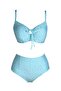 Women's Underwire Supported Plus Size Light Blue High Waist Bikini Set - 2